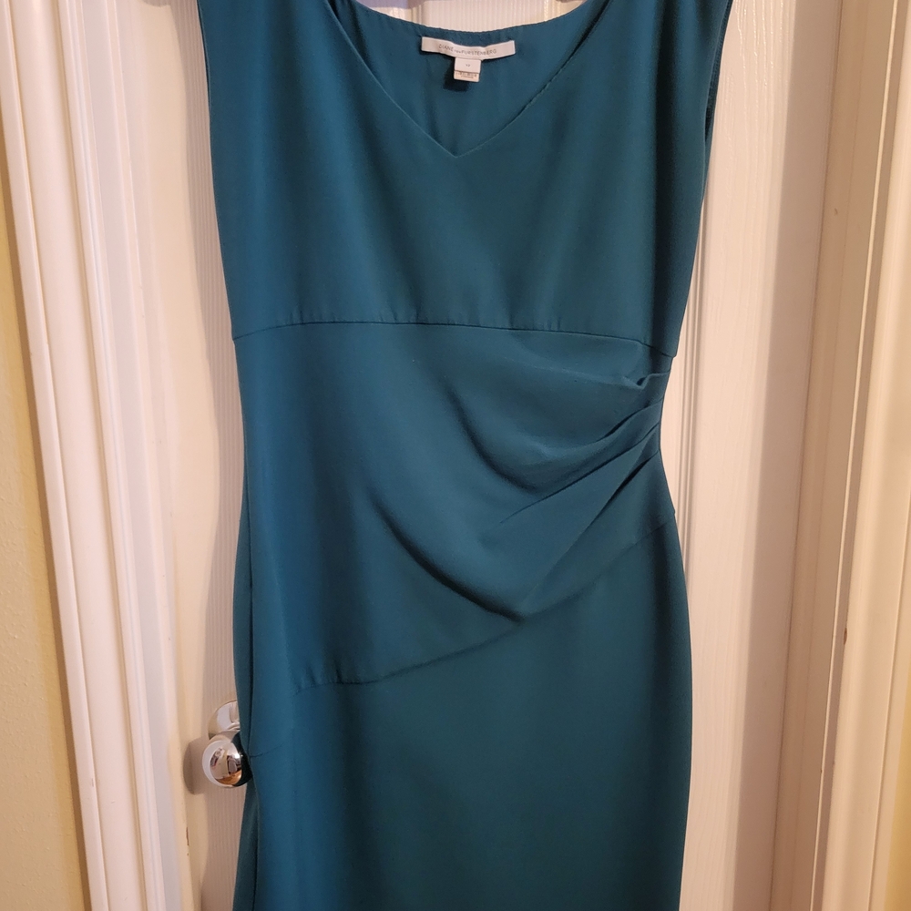 Diane Von Furstenberg Blue Ruched Sheath Midi Dress